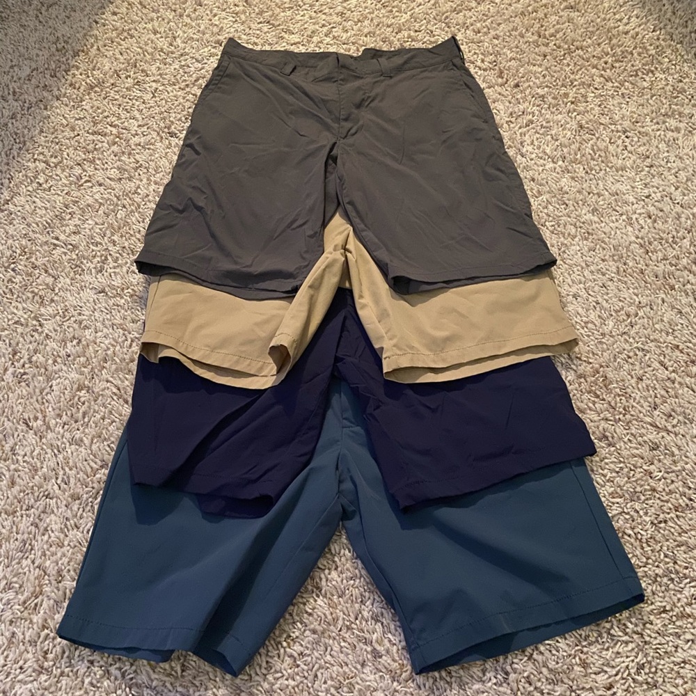 J Crew Tech Shorts Waist 33 Inseams 9”and 10.5”